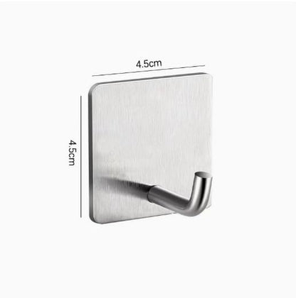 4-Piece Adhesive Towel Hook Set Waterproof Adhesive Bathroom, Kitchen, and Home Towel Rack Stainless Steel Self-Adhesive Hooks - color: Silver