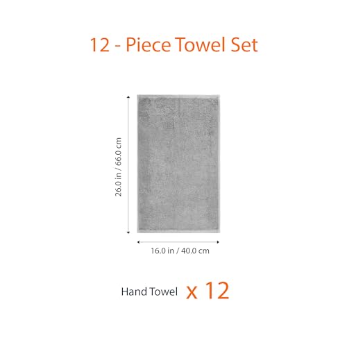 Amazon Basics Soft and Thick Cotton Hand Towels for Gym, 16 x 26 in, Gray, 12-Pack - color: Gray, size: 12 Pack