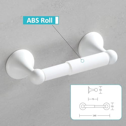 BGL Bathroom Accessories Set, White Paint Expandable Towel Bar 4-Piece Bathroom Accessory Set Wall Mounted Towel Ring Robe Hook Toilet Paper Holder Towel Holder - color: White