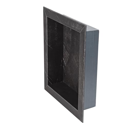Palisade 17.5 in x 15.5 in Vinyl Shower Niche Black Ice | Waterproof Shower Insert - color: Black Ice