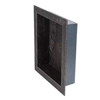 Palisade 17.5 in x 15.5 in Vinyl Shower Niche Black Ice | Waterproof Shower Insert - color: Black Ice