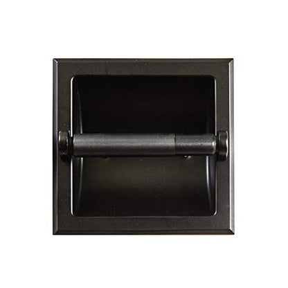 SENTO Recessed Matte Black Toilet Paper Holder, Wall Mounted Heavy Duty Metal Toilet Paper Roll Holder with Rear Mounting Bracket, in Wall, Easy Installation, Matte Black - color: Matte Black