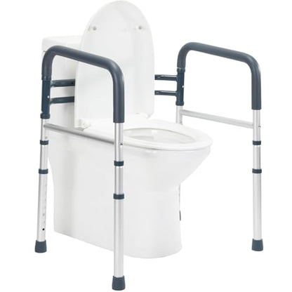 Lianjindun Toilet Safety Rails, 350 lbs, Adjustable Height & Width | Fits Most Toilets, Foldable Design, 350 Lbs Capacity, Aluminum Toilet Frame, Toilet Handles for Seniors, Disabled, Handicap - color: Blue