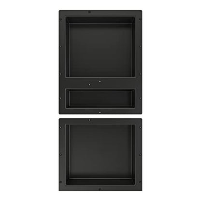 Tile Redi USA RNT1620D-14 Niche Triple Recessed Shower Shelf, Three Shelves, 34" H X 16" W, Black - size: 34" H X 16" W, style: 3 Shelves