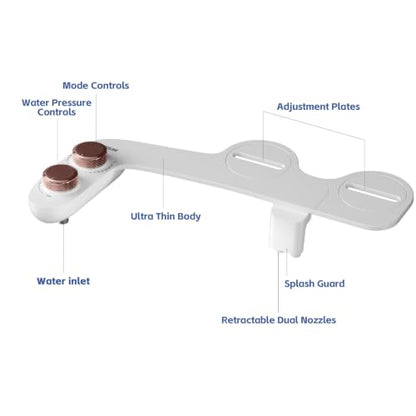 Bidet Attachment for Toilet Seat Water Pressure - Non Electric Bidets Self Cleaning Sprayer - Dual Nozzle Bidet Attachments Toilets Spray - Adjustable Bidets Wash Butt Cleaner for Bathroom Gifts - color: Rose Gold