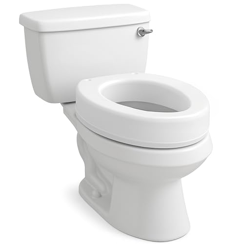 Carex Toilet Seat Riser, Elongated Raised Toilet Seat Adds 3.5 inches to Toilet Height, Assists with Bending or Sitting, Bolt-On Installation Under Existing Toilet Seat, 300 Pound Weight Capacity - style: Elongated