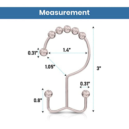Utopia Bedding Double Glide Shower Curtain Hooks, 12 Pack, Matt Nickel | Premium rust-resistant shower curtain rings provide reliable performance in bathrooms, guest rooms, and hotels - color: Matt Nickel