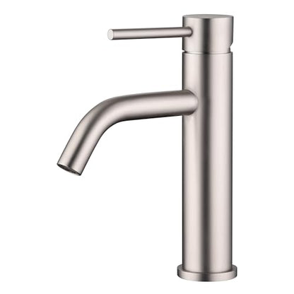 SUMERAIN Bathroom Sink Faucet Brushed Nickel Single Handle | Modern, Lead-Free, Stainless Steel, Single Hole, with Faucet Supply Lines, Easy DIY Install - color: Brushed Nickel, size: Undermount Sink faucet