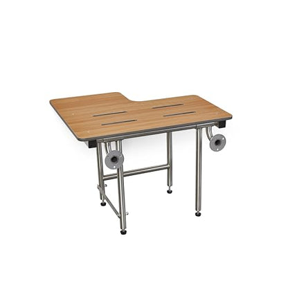 Seachrome 32" x 22.5" Teak Reversible Folding Transfer Tub/Shower Seat with Legs, ADA Compliant - color: Teak, size: 32 x 22.5 in.