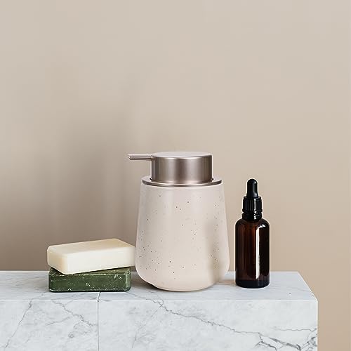 Bosilunlife 12Oz Ceramic Foam Soap Dispenser for Bathroom Kitchen Counter | Premium countertop foam pump creates delicate dense foam, stable desktop placement, Apricot with Speckle - color: Apricot