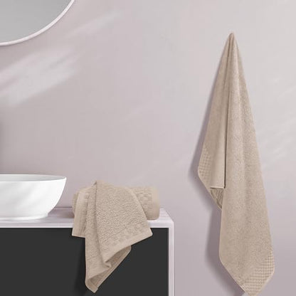 MyOwn Ultra Soft 3 Pack Cotton Towel Set, Contains a Bath Towels 28x55 inch, a Hand Towels 16x24 inch & a Wash Coths 12x12 inch, Ideal Everyday use, Compact & Lightweight - Tan - color: Tan, size: 3 Pack Set