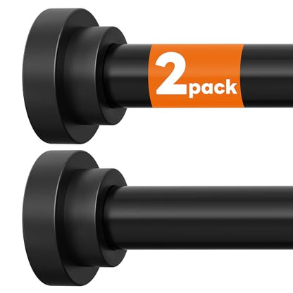 STARLATTA 2 Pack Shower Curtain Rods:43-80 Inch No Drilling Tension Rods, 1" Diameter Heavy Duty Adjustable, Stainless Steel Rust-Proof Spring Anti-Slip Curtain Rod for Bathroom (Black,80'') - color: Black, size: 43''-80''