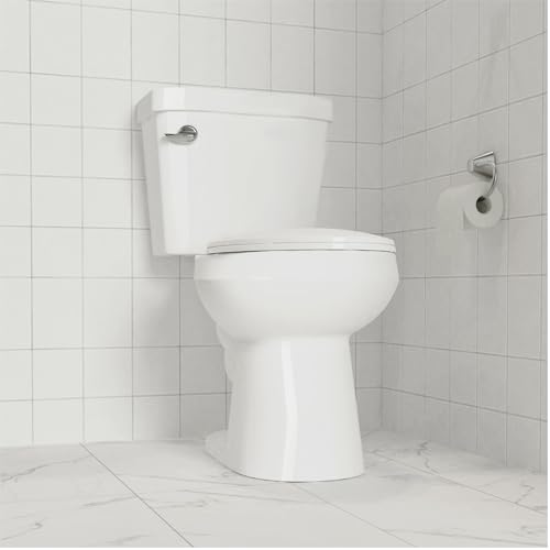 Elongated Toilet Seat, 19 Inch White Slow Close PP Plastic Toilet Cover, Quick Release Hinges, Easy Clean Stain Resistant Bathroom Seat for Standard Toilets - color: White
