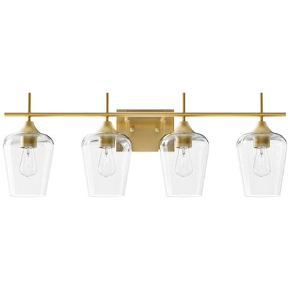 VONLUCE 4 Light Bathroom Vanity Light Fixture,Brushed Gold | Wine Glass Shades, E26 Sockets, Easy to install, Vanity Lights for Bathroom Bedroom Hallway Living Room - color: Gold, size: 4-Light