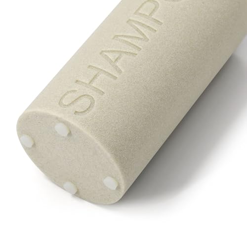 Resin Tan Sandstone Shampoo Engraved Bottle Refillable Pump Dispenser, Durable Waterproof Resin Construction for Bath, Shower - Tan Sandstone ORB Pump - color: Tan Sandstone Resin, Orb Pump - Shampoo