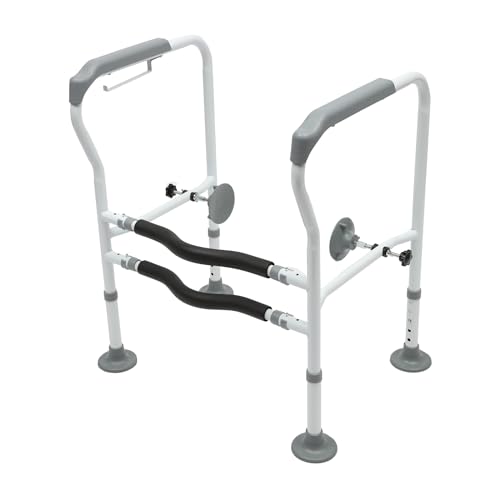 Toilet Safety Rails,Raised Toilet Seat with Handles Toilet Handles for Elderly and Disabled,Adjustable Carbon Steel Grab Bar for Toilets Bathrooms Stairs,Easy to Install,330lbs Load