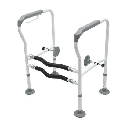 Toilet Safety Rails,Raised Toilet Seat with Handles Toilet Handles for Elderly and Disabled,Adjustable Carbon Steel Grab Bar for Toilets Bathrooms Stairs,Easy to Install,330lbs Load