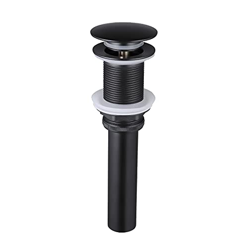KES Bathroom Sink Drain Without Overflow Vessel Sink Lavatory Vanity Pop Up Drain Stopper Matte Black for 1.6"-1.9" Sink Hole, All Metal Rustproof Brass and 304 Stainless Steel, S2008D-BK - color: Matte Black, style: NO Overflow, 1 Pack