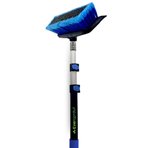 EVERSPROUT Car Brush with Rubber Bumper 5-to-12 Ft with Extension Pole | For Cars, Boats, SUVs, Trucks, Solar Panels, Reaches 20 Ft Standing, No-Scratch Rubber Bumper, Fits 3/4” Acme Threads - size: 12 feet