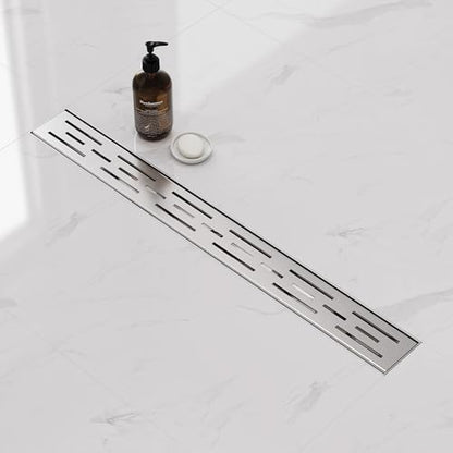 Neodrain 24-Inch Brushed Linear Shower Drain with Brick Pattern Grate | 304 Stainless Steel,Durable Bathroom Floor Drain,Rectangle Linear Drain with Hair Strainer & Adjustable Feet,CUPC certified - color: Stainless, size: 24 In