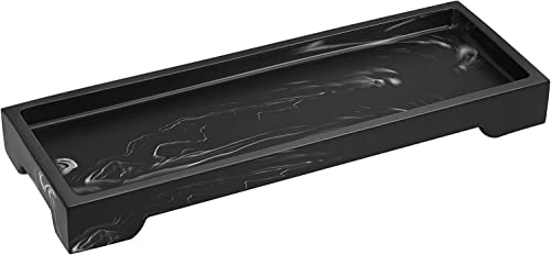Luxspire Marble Tray for Soap Dispenser Perfume Jewelry, S, Ink Black | 11 x 4 inch, non-slip waterproof resin, easy wipe clean, fits bath kitchen vanity, holds jewelry toiletries soap - color: A - Ink, style: Small