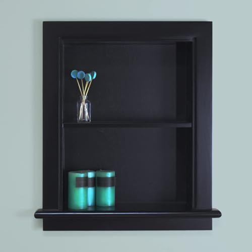 14x18 Aiden Recessed Wall Niche Medicine Cabinet Replacement, in The Wall Bathroom Cabinet Insert Shelf/Shelves, Made in North America, Real Wood, NO MDF, Plain, Black - color: Black, size: 14x18