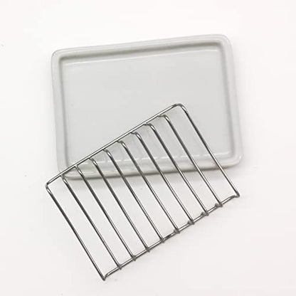 Ceramic Soap Dish with Stainless Steel Drain Tray Self Draining Soap Holder Sponge Holder Soap Dishes for Shower, Bathroom, Kitchen Sink - color: C-white