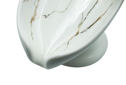 Ceramic Soap Dish, Leaf Shape Self Draining Soap Holder, Sponge Holder, for Shower,Bathroom,Kitchen Sink Organizer (White) - color: White Leaf