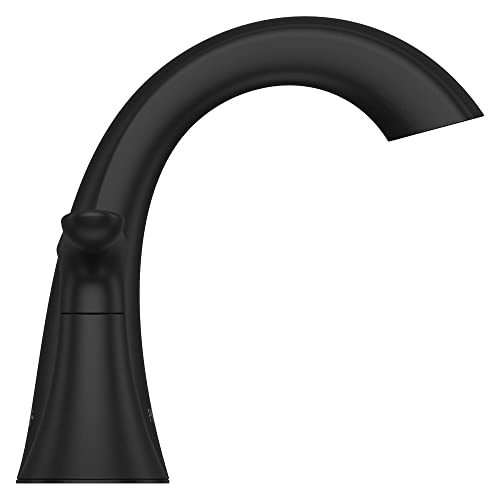 Pfister Weller Bathroom Sink Faucet 8 inch Widespread 2-Handle 3-Hole Matte Black Vanity Faucet with Push & Seal Drain Water-Efficient WaterSense Certified LG49WR0B - color: Matte Black, size: 1 Pack