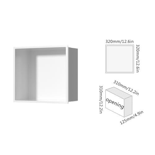 12.6" X 12.6" Recessed Shower Niche, Single Shelf Organizer Modern in Wall, Stainless Steel Shower Nook Insert,Black - color: Black