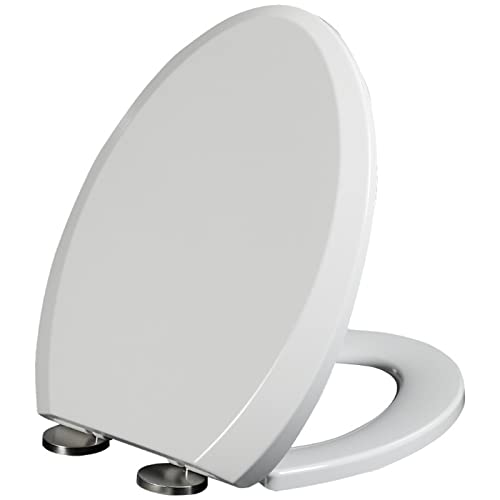 Shape Toilet Seat for Compact Toilet, Quick Release Heavy Duty Toilet Seat, Soft Close Toilet Seat Easy Clean Install, White - size: Elongated