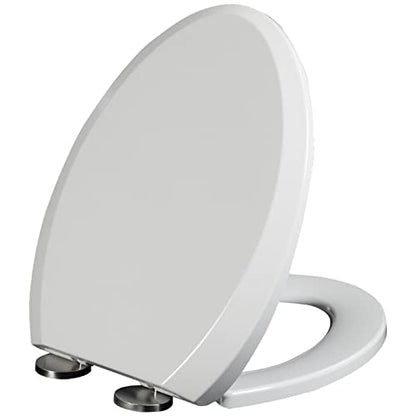 Shape Toilet Seat for Compact Toilet, Quick Release Heavy Duty Toilet Seat, Soft Close Toilet Seat Easy Clean Install, White - size: Elongated