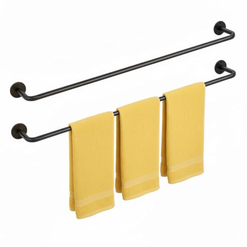 2 Packs Towel Bar 24-Inch Black Stainless Steel, Wall Mounted Bathroom Towel Rack with Mounting Screws, Rustproof - size: 24 inch