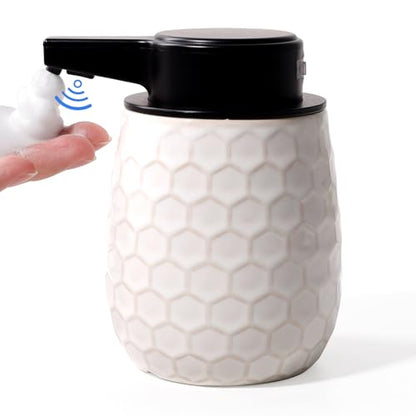 Automatic Soap Dispenser, Touchless Foaming Dish Soap Dispenser 13OZ/384ml, Ceramic White Foam Soap Dispenser Bathroom Kitchen, Waterproof, USB C Rechargeable, ANTIS'S HOME