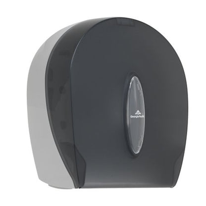 Georgia-Pacific Single-Roll Jumbo Toilet Paper Dispenser by GP PRO (Georgia-Pacific), Translucent Smoke, 59009, 10.610" W x 5.390" D x 11.290" H - style: 1-Roll