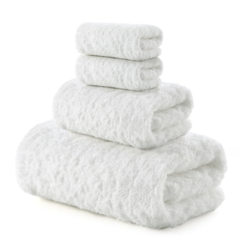 REDKISS Ultra-Plush Bath Towel Set - 900GSM Premium Thick Cotton for Bathroom & Spa, Super Absorbent Quick-Dry Bath Sheets with No Shedding (4-Piece Set for Adults, Luxury Hotel & Home Use)-White - color: Pearl White, size: Towel Set of 4