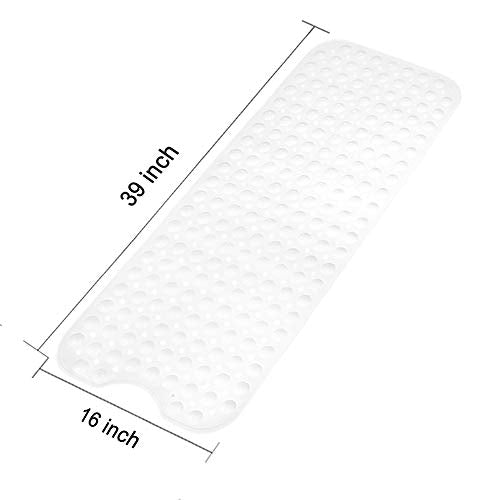 Tree Bud Bathtub Mats for Shower Tub Non-Slip Bath Mat 39 x 16 Inch Extra Long Shower Mat, Bath Tub Mat for Bathroom with Machine Washable, BPA Free for Kids (White) - color: White