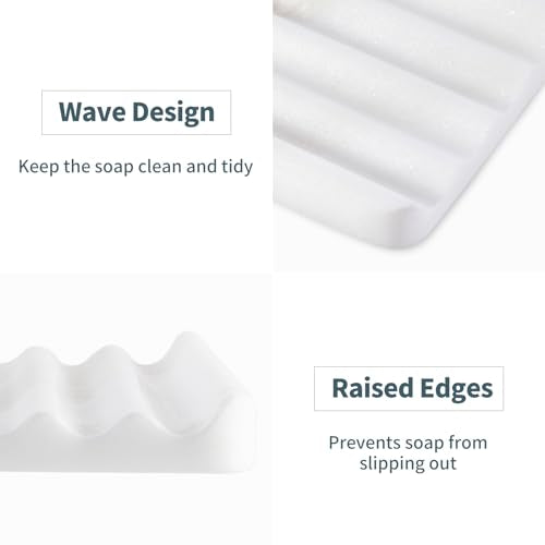 Soap Dish, Marble Soap Holder for Shower, Bar Soap Holder with Water Ripple Design, Easy Cleaning Soap Saver for Kitchen Sink，Bathroom, Executive African Natural Stone Soap Tray(Namib Bianco) - color: Namib Bianco