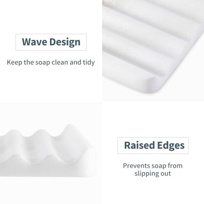 Soap Dish, Marble Soap Holder for Shower, Bar Soap Holder with Water Ripple Design, Easy Cleaning Soap Saver for Kitchen Sink，Bathroom, Executive African Natural Stone Soap Tray(Namib Bianco) - color: Namib Bianco