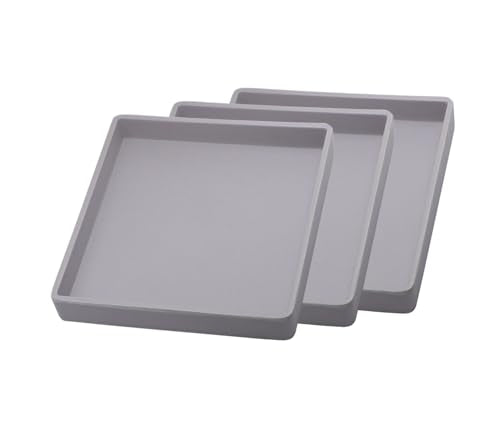 Small Mini Square Tray (5.9 inch) 3 Pack, Hard Plastic Gray Tray | 5.9"x5.9"x0.8" Tiny, Sturdy, Solid Tray, Lightweight for Coffee, Desserts, Drinks, Party, Seasoning, Perfume and Display. - color: Gray - 3 Tray, size: 5.9" x 5.9" x 0.8"