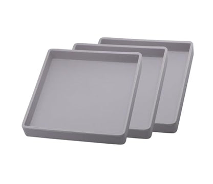 Small Mini Square Tray (5.9 inch) 3 Pack, Hard Plastic Gray Tray | 5.9"x5.9"x0.8" Tiny, Sturdy, Solid Tray, Lightweight for Coffee, Desserts, Drinks, Party, Seasoning, Perfume and Display. - color: Gray - 3 Tray, size: 5.9" x 5.9" x 0.8"