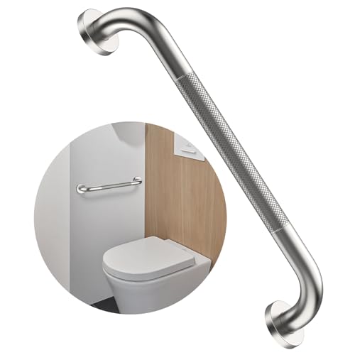 16 Inch Anti Slip Shower Grab Bar,Munzong Stainless Steel Handicap Grab Bar | Brushed Nickel Knurled Balance Bars for Bathtubs and Showers Safety Hand Rail Support Elderly Senior Bath Handle - color: Satin Brushed Nickel, size: 16 Inch