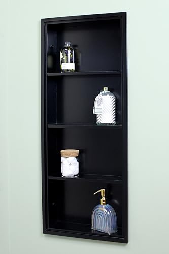 14x36 Sloane Recessed Wall Niche Medicine Cabinet Replacement, in The Wall Bathroom Cabinet Insert Shelf/Shelves, Made in North America, Real Wood, NO MDF, Plain, Black - color: Black, size: 14x36