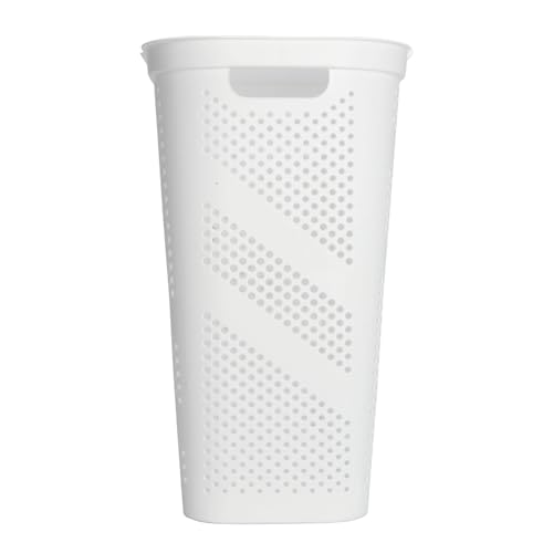 24" Plastic Hinged-Lid Rectangle Laundry Hamper, All Ages, White