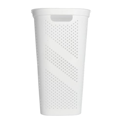 24" Plastic Hinged-Lid Rectangle Laundry Hamper, All Ages, White