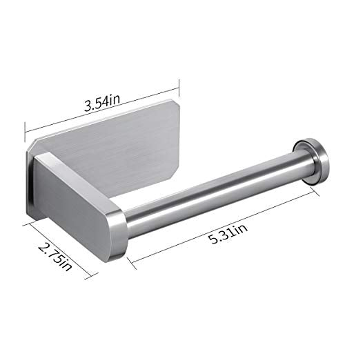 VAEHOLD Toilet Paper Holder Self Adhesive Kitchen Washroom Adhesive Toilet Roll Holder No Drilling for Bathroom Stick on Wall Stainless Steel Brushed - size: Simple Silver
