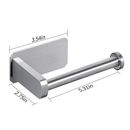 VAEHOLD Toilet Paper Holder Self Adhesive Kitchen Washroom Adhesive Toilet Roll Holder No Drilling for Bathroom Stick on Wall Stainless Steel Brushed - size: Simple Silver