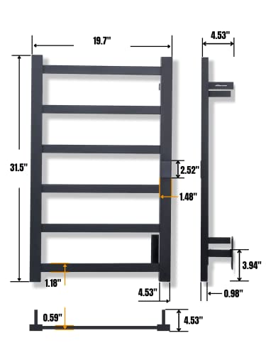 Smart Wireless Electric Towel Warmer | Blade Thin 6 Bar Design | Hardwired & Plug-in | Alexa & Google Home Compatible | Matte Black Finish - color: Matte Black, size: 6-Bar Wifi