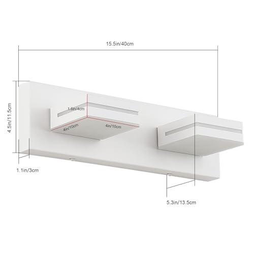 SineRise LED Modern Bathroom Vanity Light Fixtures, Modern Acrylic Bathroom Wall Lighting Fixtures Over Mirror, 2-Light, 15.5-Inch, White, White - color: White, White, size: 2-Light, 15.5-Inch