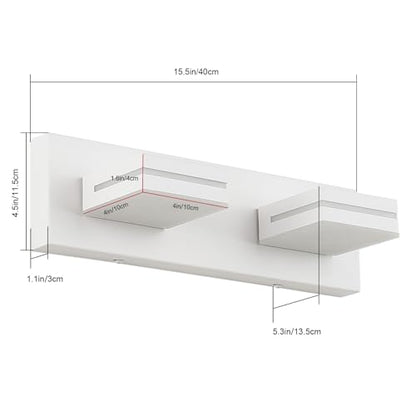 SineRise LED Modern Bathroom Vanity Light Fixtures, Modern Acrylic Bathroom Wall Lighting Fixtures Over Mirror, 2-Light, 15.5-Inch, White, White - color: White, White, size: 2-Light, 15.5-Inch